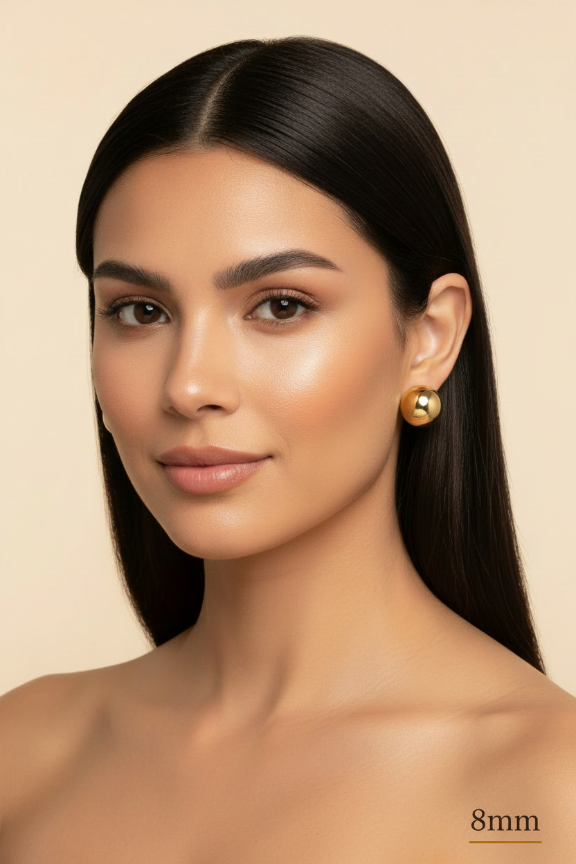 Gold Ball Studs - Latina 8mm Label Portrait