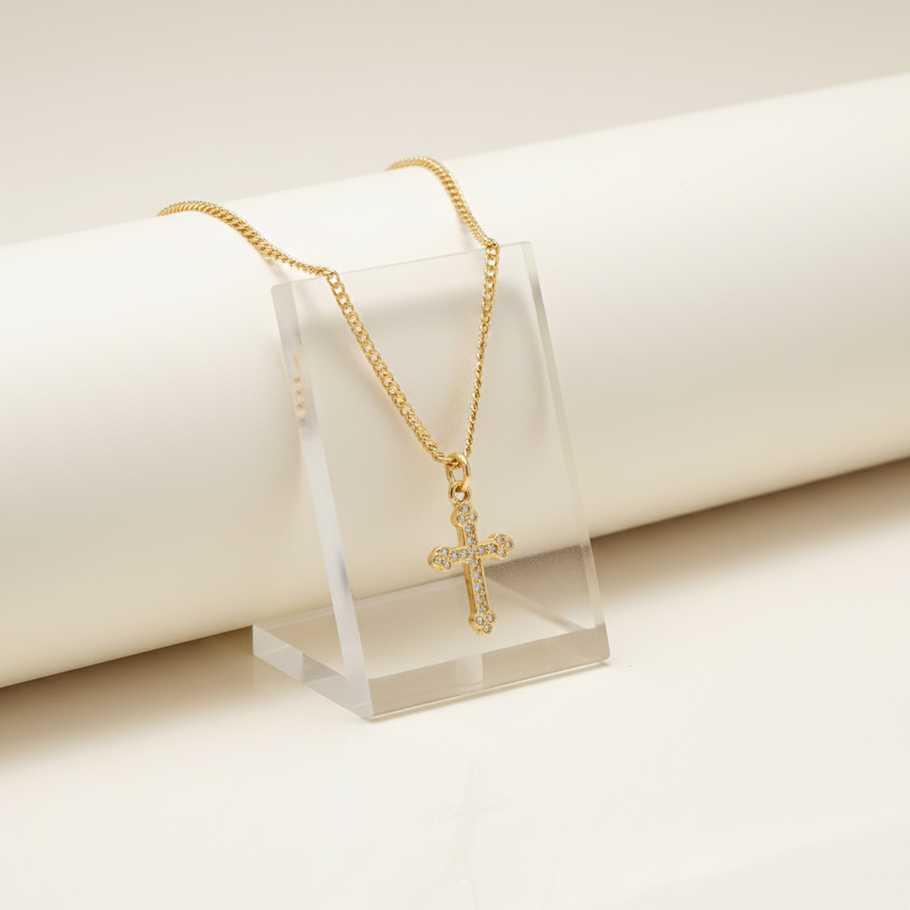 Gold Cross Pendant Necklace Studio