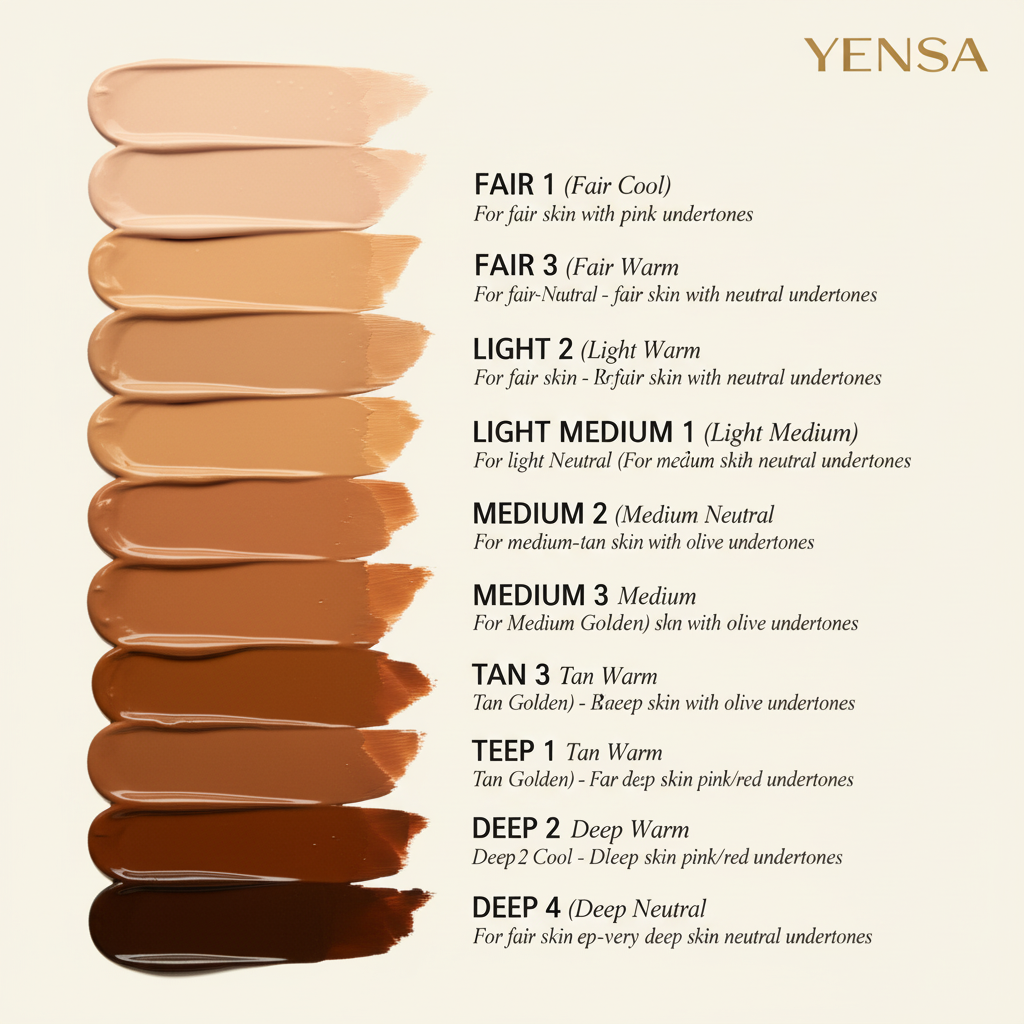 Yensa Foundation Shade Guide
