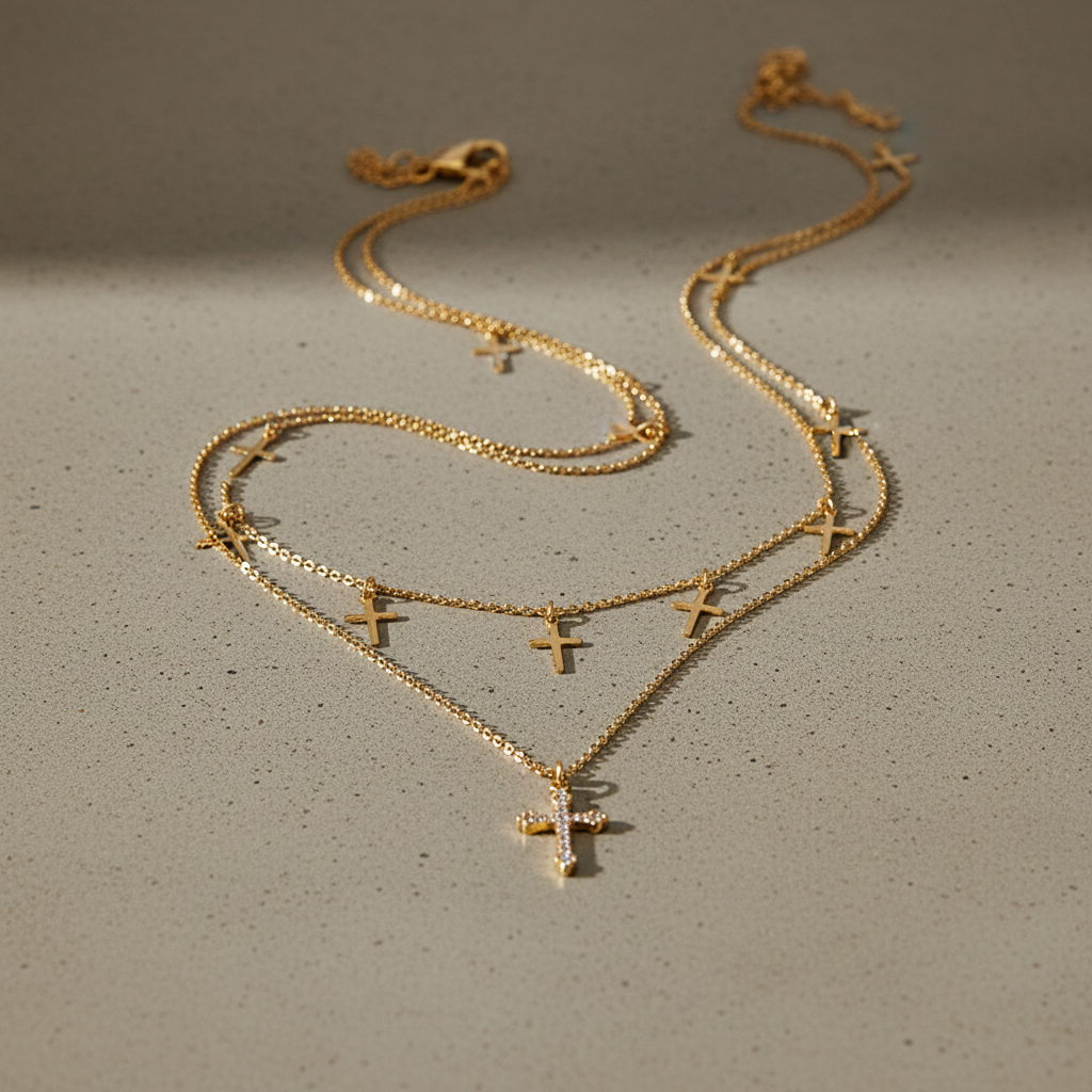 Layered Cross Necklace Set Studio