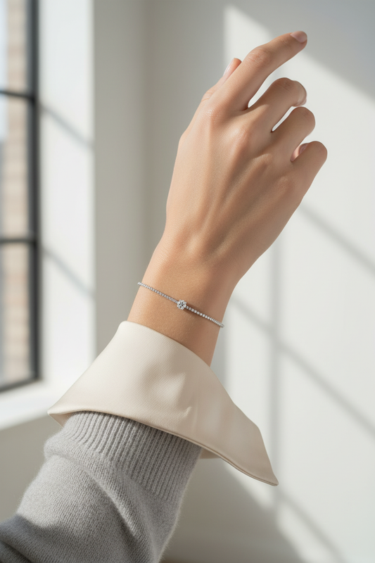 Lifestyle model photo of diamond bracelet