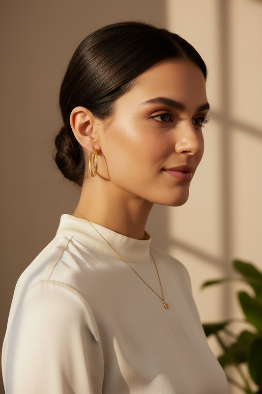 The Laurel Geometric Statement Hoops | Polished 35mm Titanium Steel Hoop Earrings