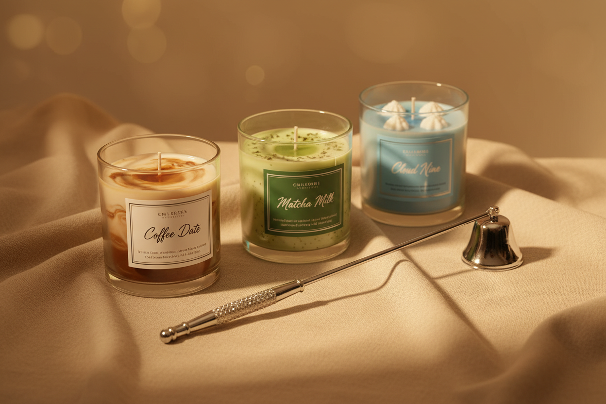 Luxury Candle Collection Row with Snuffer