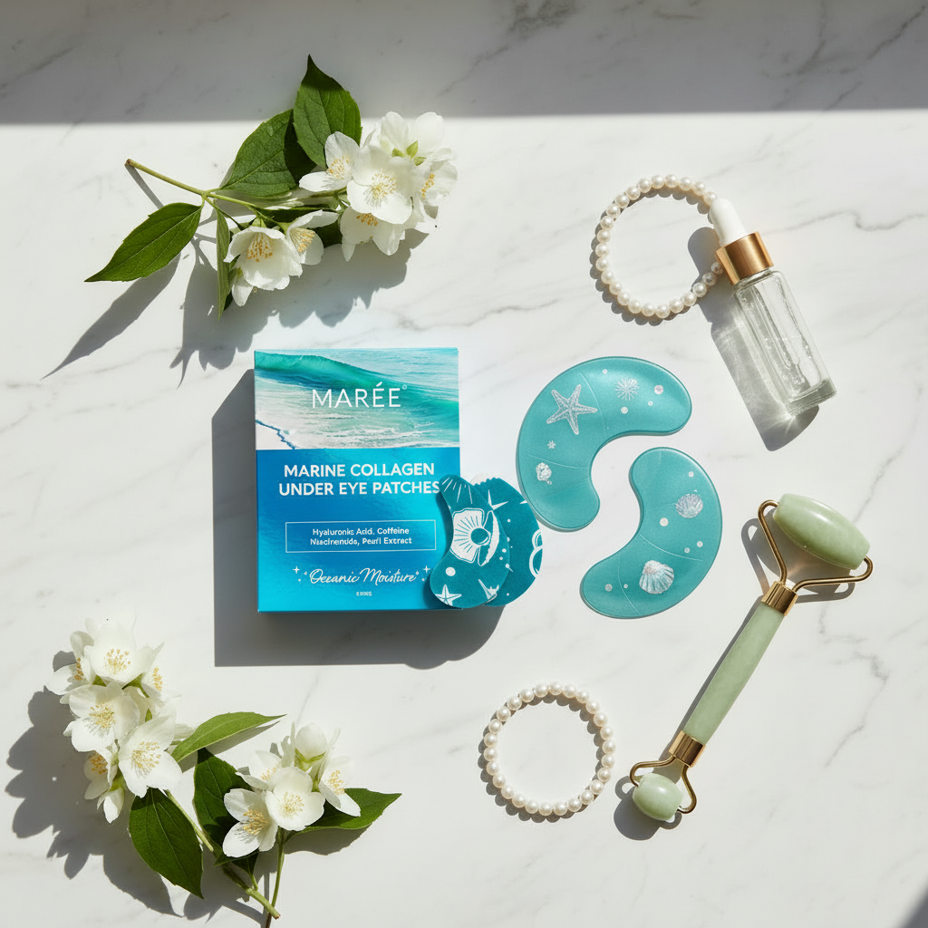 MARÉE Flat Lay — Updated Packaging
