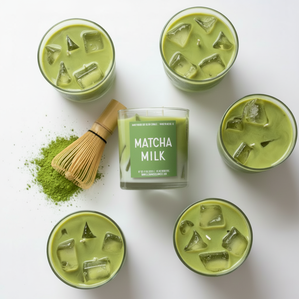 Matcha Milk Overhead Flat Lay Companion
