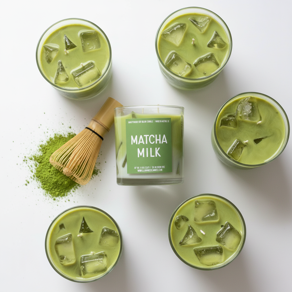 Matcha Milk Overhead Flat Lay