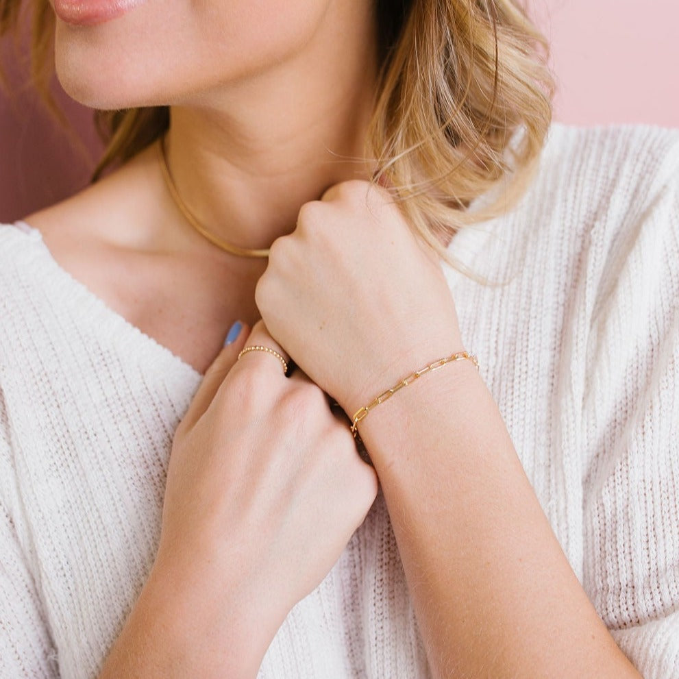 Luxe and Laurel Madeline 18k Gold Filled Paperclip Bracelet  | Tarnish-Resistant 3mm Link