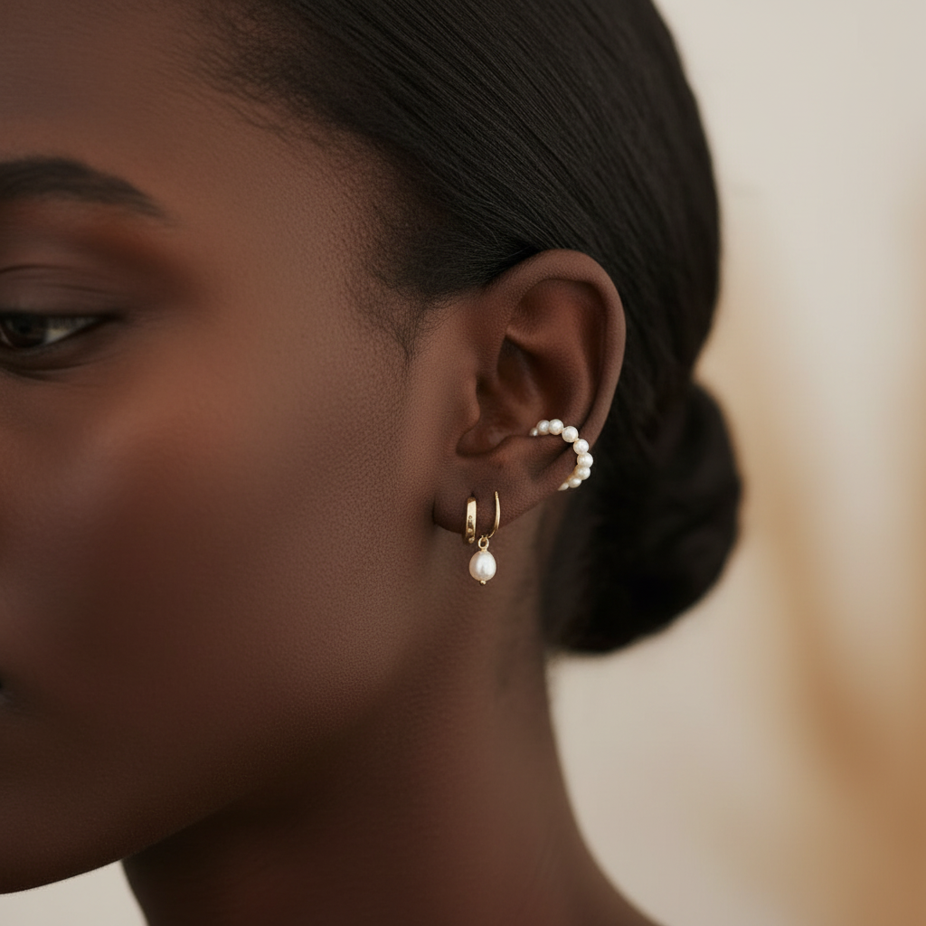 Pearl Ear Cuff - Black Model