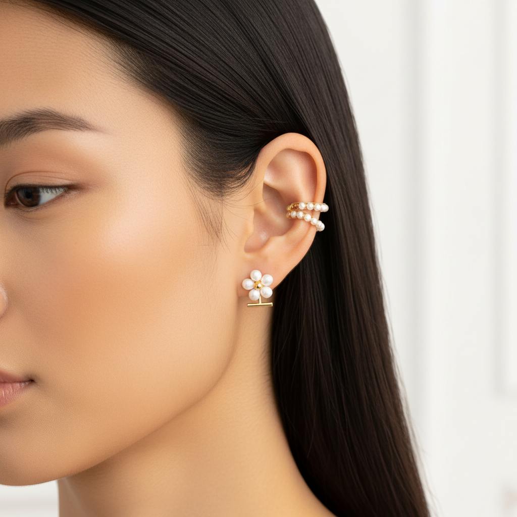 Pearl Ear Cuff - East Asian Model