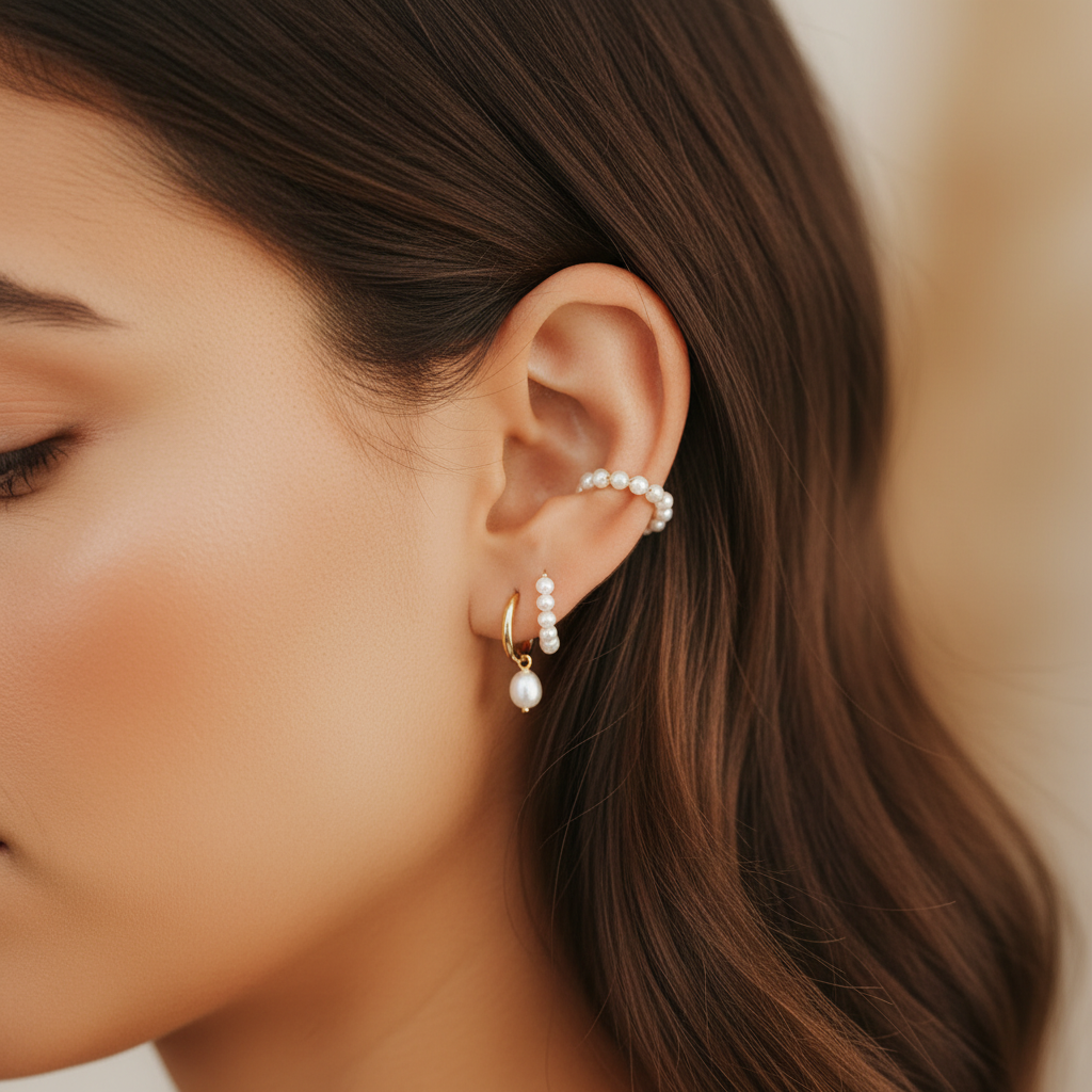 Pearl Ear Cuff - Latina Model