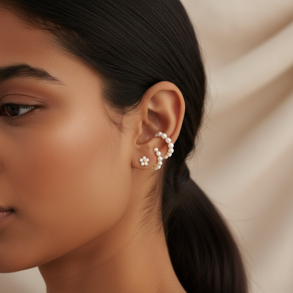 Pearl Ear Cuff - South Asian Model