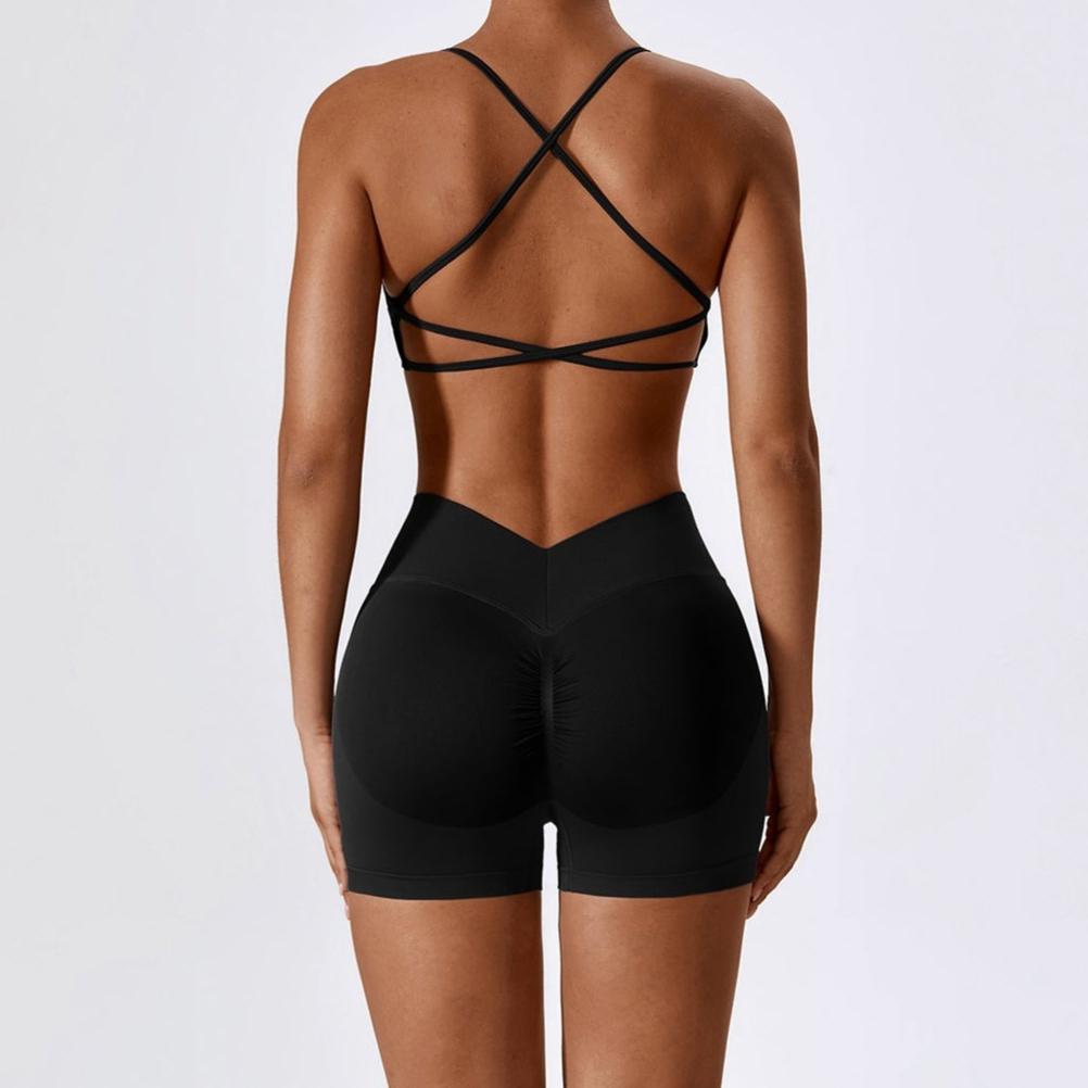 Sienna High-Rise V-Back Sculpting Shorts: 4.5” Performance Shorts with Scrunch Detail