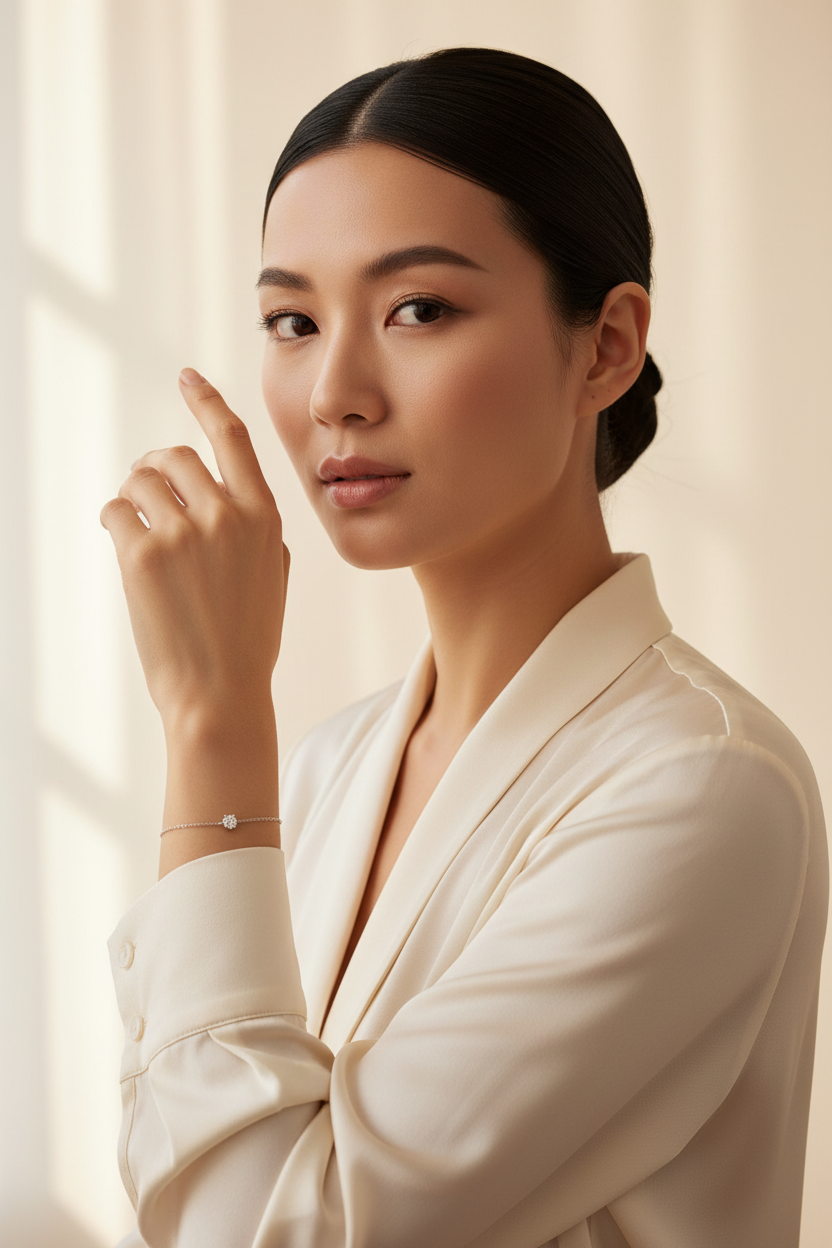 Silk Blouse Chignon Editorial