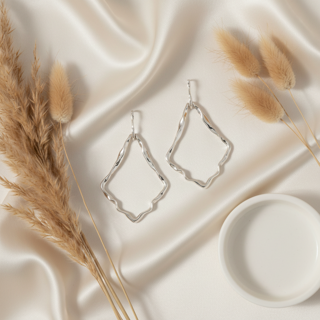 Silver Earrings - Flat Lay