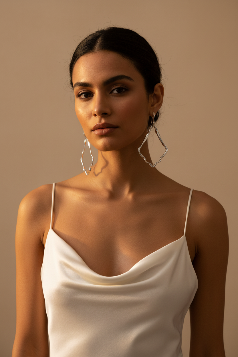 Silver Earrings - Model Portrait