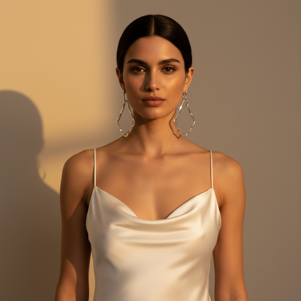 Silver Earrings - Model Square