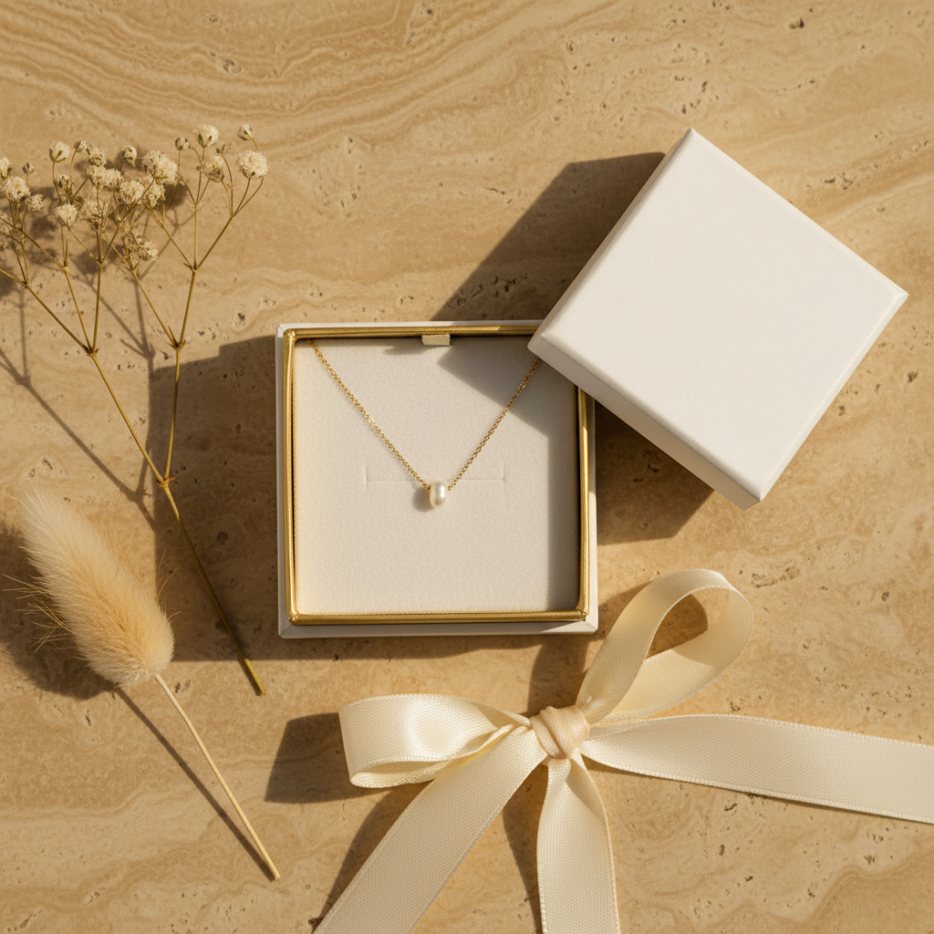 Single Pearl Necklace - Gift Box Presentation
