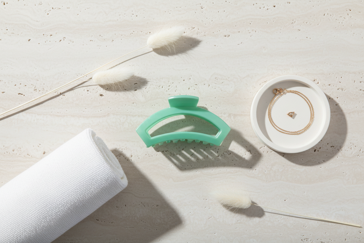 Travertine Spa Flat Lay