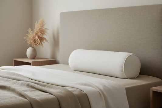 White Bolster Pillow Bedroom Editorial