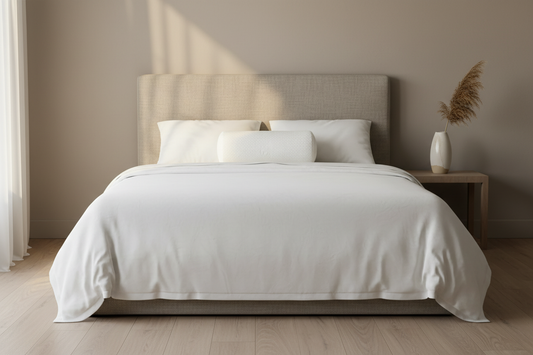 White Bolster Pillow Styled Bed