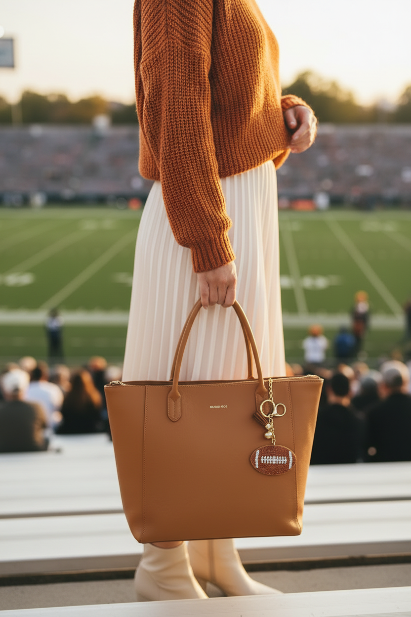 Woman Holding Stadium Bag