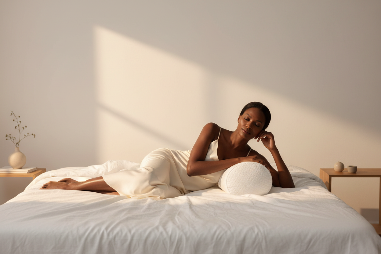 Woman Side Sleeping with Bolster Pillow